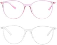 👓 blue light blocking oval eyeglasses: filter blue ray, uv400 protection - perfect for gaming, reading, tv & phones (white/pink) logo