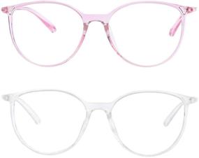 img 4 attached to 👓 Blue Light Blocking Oval Eyeglasses: Filter Blue Ray, UV400 Protection - Perfect for Gaming, Reading, TV & Phones (White/Pink)