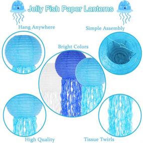 img 2 attached to 🌊 Under The Sea Ocean Paper Lanterns: Royal Blue & White Hanging Jellyfish Lanterns for Wedding, Graduation & Birthday Party Decorations - Set of 6