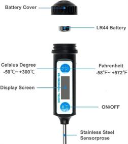 img 2 attached to 🌡️ Long Probe Instant Read Digital Cooking Thermometer with LCD Screen - Ideal for Kitchen, Grill, BBQ, Milk, Bath Water - Anti-Corrosion