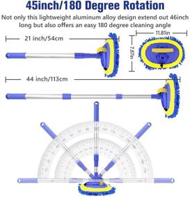 img 2 attached to Магазин щетки для мытья автомобиля из ченильного микрофибра с длинной алюминиевой ручкой 45 дюймов - набор для бесцарапающей чистки автомобиля 2 в 1.