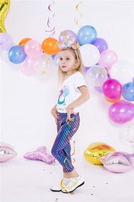 img 3 attached to 🧜 Sparkle and Swim: Baby Girls Mermaid Fish Stretch Long Leggings Tight Pants