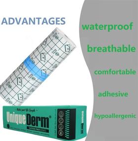 img 2 attached to 🌈 UniqueDerm Waterproof Tattoo Aftercare Bandages Rolls - Healing and Protection for Tattoos, Wounds and Skin - 6 in x 2.2 yd Transparent PU Film