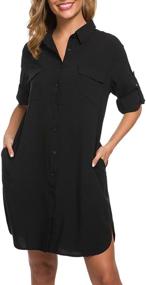 img 4 attached to 👗 MANAIXUAN Women's Casual Dress with Sleeves and Pockets - Stylish Clothing for Women