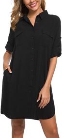 img 2 attached to 👗 MANAIXUAN Women's Casual Dress with Sleeves and Pockets - Stylish Clothing for Women