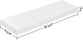 img 3 attached to 📚 36-inch White Mission Floating Shelves for Wall - Ideal Bathroom, Bedroom, Living Room, and Kitchen Wall Mount Shelves - Wood Modern Display Shelves - Book Shelves