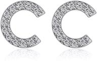 👧 925 sterling silver cz initial stud earrings for toddler girls - letter earrings for kids logo