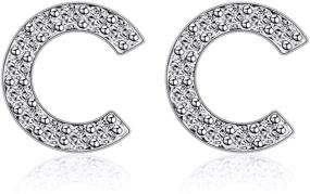 img 4 attached to 👧 925 Sterling Silver CZ Initial Stud Earrings for Toddler Girls - Letter Earrings for Kids