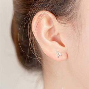 img 2 attached to 👧 925 Sterling Silver CZ Initial Stud Earrings for Toddler Girls - Letter Earrings for Kids