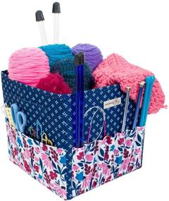 img 4 attached to 🧶 Mary Square Yarn Project Caddy Organizer - Large Premium Storage Tote for Knitting, Crochet, and Yarn - Yarn & Notions Organization - Tangle-Free Yarn Caddy for Tools and Travel