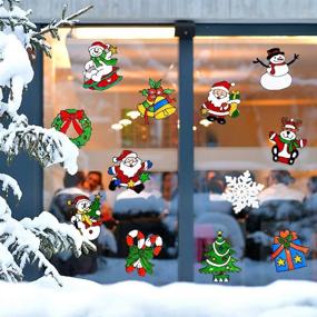 img 1 attached to 🎄 Decorate Your Windows with Joinart 12 Pcs Christmas Window Clings - Snowman, Santa Claus, and More!