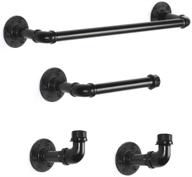 🚽 premium mooace 4-piece bathroom hardware set: industrial pipe towel bar, wall-mounted accessories - 18" towel bar, toilet paper holder, 2 robe hooks logo