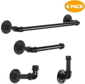 img 3 attached to 🚽 Premium MOOACE 4-Piece Bathroom Hardware Set: Industrial Pipe Towel Bar, Wall-Mounted Accessories - 18" Towel Bar, Toilet Paper Holder, 2 Robe Hooks