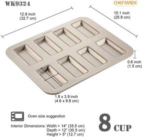 img 3 attached to 🎂 CHEFMADE Financier Cake Pan - 8-Cavity Non-Stick Rectangle Muffin Pan Biscuits Cookies Bakeware for Oven Baking in Champagne Gold