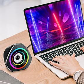 img 2 attached to 🔊 NIJOO RGB Mini Gaming Speaker 2.0 - Desktop PC Speakers USB Powered for Gaming PC, Laptop, Tablets, Cellphone, MP3