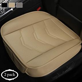 img 4 attached to West Llama 2 Pack Front Car Seat Cushion Mat - Breathable Bamboo Charcoal, PU Leather Driver Car Seat Protector Pad for SUV Truck Jeep - Beige, 21.26 × 20.86 Inch
