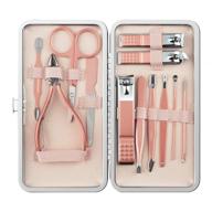 💅 professional stainless steel manicure and pedicure kit with pink leather travel case (12pcs pink) logo