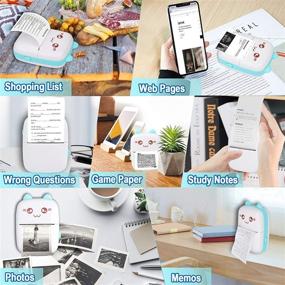 img 2 attached to 📠 Portable Bluetooth Thermal Printer, Mini Pocket Printer with 6 Rolls Printing Paper for Android iOS Smartphone, Inkless BT Printing Gift for Labels, Receipts, Photos, Notes. Perfect for Study, Home Office. Color: Blue