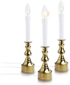 img 4 attached to 🕯️ Dimmable Window Candle Electric with Multi Timer IR Controller, Metal Base Christmas Window Candles UL Listed 3 Pack with 2 Extra Replacement Bulb (Brass) - Elegant Decorative Lighting for Festive Ambiance