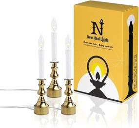 img 3 attached to 🕯️ Dimmable Window Candle Electric with Multi Timer IR Controller, Metal Base Christmas Window Candles UL Listed 3 Pack with 2 Extra Replacement Bulb (Brass) - Elegant Decorative Lighting for Festive Ambiance