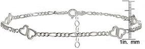 img 1 attached to 💃 Chic and Charming: Shop the Hoops & Loops Sterling Silver Figaro Chain with Double Heart Anklet