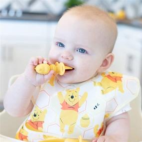 img 3 attached to 🍽️ Winnie The Pooh Baby Fork and Spoon Set - Bumkins Silicone Chewtensils for Baby Led Weaning, Ages 6 Months and Up