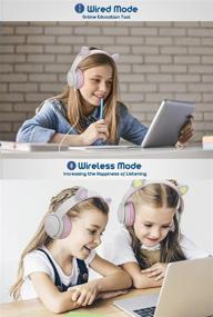 img 2 attached to 🎧 B29 Wireless Kids Headphones with Microphone, Bluetooth 5.0, 40 Hours of Playtime, Over-Ear Headphones for iPad, Tablet, Online Learning, School, Girls, Boys