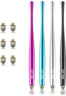 🖊️ elzo capacitive stylus pens premium metal slim combo - 4 pcs with 6 replacement nanofiber tips - for touch screen tablets asus/surface/samsung/iphone/ipad/lg and more - black, silver, light blue, rose red logo