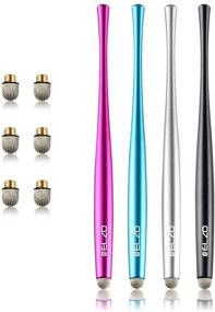 img 4 attached to 🖊️ ELZO Capacitive Stylus Pens Premium Metal Slim Combo - 4 Pcs with 6 Replacement Nanofiber Tips - for Touch Screen Tablets Asus/Surface/Samsung/iPhone/iPad/LG and More - Black, Silver, Light Blue, Rose Red