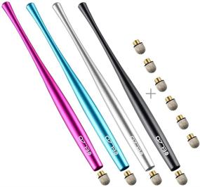 img 1 attached to 🖊️ ELZO Capacitive Stylus Pens Premium Metal Slim Combo - 4 Pcs with 6 Replacement Nanofiber Tips - for Touch Screen Tablets Asus/Surface/Samsung/iPhone/iPad/LG and More - Black, Silver, Light Blue, Rose Red