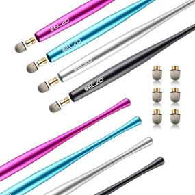 img 3 attached to 🖊️ ELZO Capacitive Stylus Pens Premium Metal Slim Combo - 4 Pcs with 6 Replacement Nanofiber Tips - for Touch Screen Tablets Asus/Surface/Samsung/iPhone/iPad/LG and More - Black, Silver, Light Blue, Rose Red