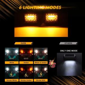 img 2 attached to 🚨 Auxbeam 4 Inch Strobe LED Light Pod - 6 Lighting Modes Amber White Fog Light - 120W 12000LM Off-road Light - Warning & Emergency Strobe Light - 10FT Wiring Harness Kit with Memory Function (Pack of 2)