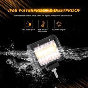 img 1 attached to 🚨 Auxbeam 4 Inch Strobe LED Light Pod - 6 Lighting Modes Amber White Fog Light - 120W 12000LM Off-road Light - Warning & Emergency Strobe Light - 10FT Wiring Harness Kit with Memory Function (Pack of 2)