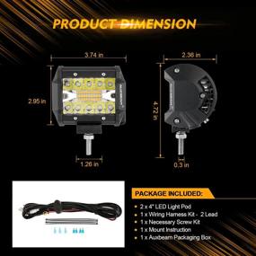 img 3 attached to 🚨 Auxbeam 4 Inch Strobe LED Light Pod - 6 Lighting Modes Amber White Fog Light - 120W 12000LM Off-road Light - Warning & Emergency Strobe Light - 10FT Wiring Harness Kit with Memory Function (Pack of 2)