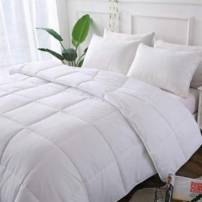 img 1 attached to 🌬️ Decroom White Comforter: All-Season Twin Size Down Alternative Quilted Duvet Insert with Moisture-Wicking Treatment - Light Weight and Soft