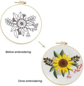img 3 attached to 🌻 Maydear Sunflower Stamped Embroidery Kit for Beginners - Cross Stitch Starter Kit with Pattern, Embroidery Hoop, Color Threads, and Scissors