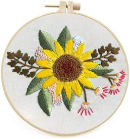 img 4 attached to 🌻 Maydear Sunflower Stamped Embroidery Kit for Beginners - Cross Stitch Starter Kit with Pattern, Embroidery Hoop, Color Threads, and Scissors