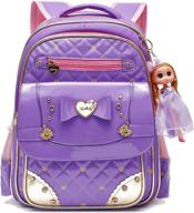 🎒 premium princess waterproof leather bookbag backpack: stylish & durable design logo