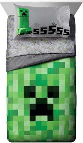 img 3 attached to Ultimate Minecraft Creeper Bed Set: Official 4-Piece Twin Bedding by Jay Franco