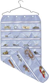 img 4 attached to Convenient Hanging Jewelry Organizer: Dual-Sided 56 Clear Pockets, Zipper Closure, Grey