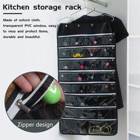 img 1 attached to Convenient Hanging Jewelry Organizer: Dual-Sided 56 Clear Pockets, Zipper Closure, Grey