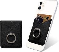 📱 black takyu card holder with ring grip for cell phone, stick-on credit card wallet & rfid blocking pocket - compatible with most smartphones and cases logo