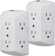 🔌 ge 6-outlet extender, pack of 2 | grounded wall tap with reset button and circuit breaker | adapter with spaced outlets | 3-prong | quick and easy install | ul listed | white - model 46854 logo