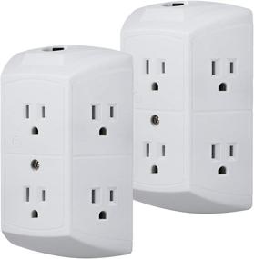 img 4 attached to 🔌 GE 6-Outlet Extender, Pack of 2 | Grounded Wall Tap with Reset Button and Circuit Breaker | Adapter with Spaced Outlets | 3-Prong | Quick and Easy Install | UL Listed | White - Model 46854