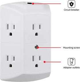 img 2 attached to 🔌 GE 6-Outlet Extender, Pack of 2 | Grounded Wall Tap with Reset Button and Circuit Breaker | Adapter with Spaced Outlets | 3-Prong | Quick and Easy Install | UL Listed | White - Model 46854