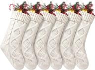 🎅 fesciory 6 pack large christmas stockings - 18 inches cable knitted stocking gifts & decorations for family holiday xmas party, ivory white логотип