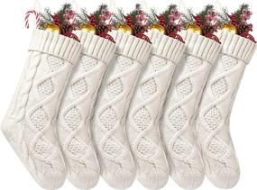 img 4 attached to 🎅 Fesciory 6 Pack Large Christmas Stockings - 18 Inches Cable Knitted Stocking Gifts & Decorations for Family Holiday Xmas Party, Ivory White