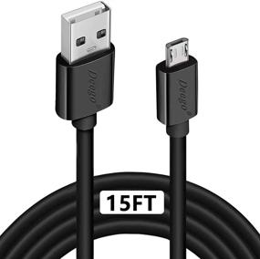 img 4 attached to 15Ft Дополнительный длинный кабель Micro USB для зарядки контроллера PS4 - Провод зарядки DEEGO Durable Android для Samsung Galaxy S7 Edge S6, Note 5, Note 4, Moto G5, Android Phone, Kindle Fire (Черный)