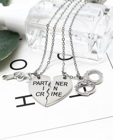 img 3 attached to JRXOO Best Friend Set For 2 - Partner In 👯 Crime Necklace - BFF Necklace for Best Friend - Sister Jewelry