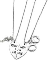 jrxoo best friend set for 2 - partner in 👯 crime necklace - bff necklace for best friend - sister jewelry logo